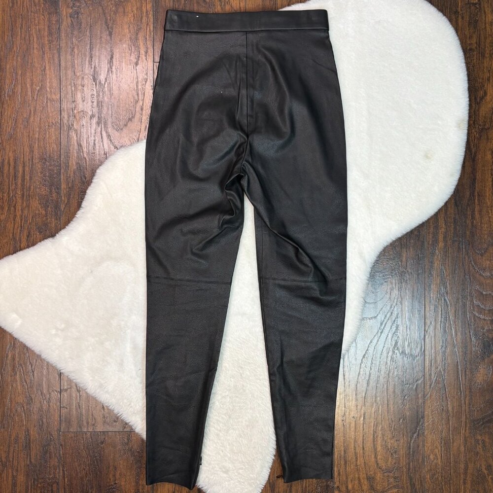 Zara Skinny‎ Pants Small Black Faux Leather Side Zip - Picture 4 of 8